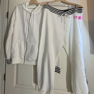 White Hoodie and Sweatpants Set